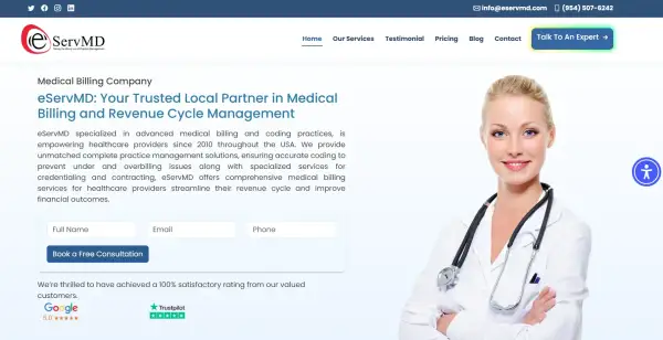 eServMD — Medical Billing & RCM Company Website (Florida, USA)
